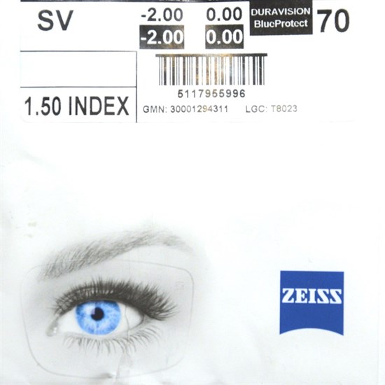 Очковые линзы 1.5 ZEISS Single Vision DV Blue Protect UV - фото 3632256