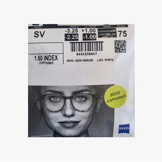 Очковые линзы 1.6 Zeiss Single Vision SPH DuraVision Chrome UV - фото 4440302