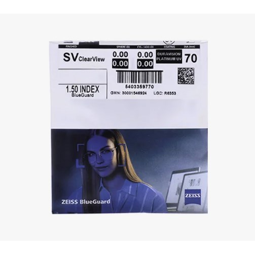 Очковые линзы 1.5 Zeiss Single Vision ClearView BlueGuard DuraVision Platinum UV - фото 4440628