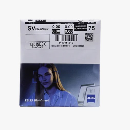Очковые линзы 1.6 Zeiss Single Vision ClearView BlueGuard DuraVision Platinum UV - фото 6630049