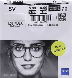 Очковые линзы 1.5 Zeiss Single Vision SPH DuraVision Chrome UV