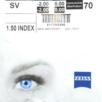 Очковые линзы 1.5 ZEISS Single Vision DV Blue Protect UV Очковые линзы 1.5 ZEISS Single Vision DV Blue Protect UV