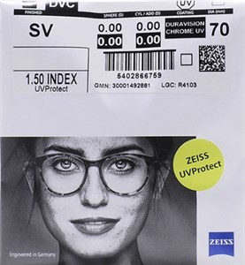 Очковые линзы 1.5 Zeiss Single Vision SPH DuraVision Chrome UV - фото 3634144